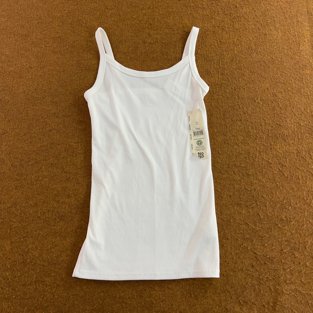 No Boundaries Womens XXS White Ribbed Knit Cami Tank Top NWT